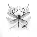 dragonfly with antlers and bat wings tattoo design idea