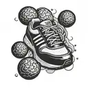 A tattoo design combining a running shoe and a brain to symbolize the connection between physical and mental health tattoo design idea