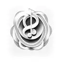 Musical notes intertwined with camera lenses tattoo design idea