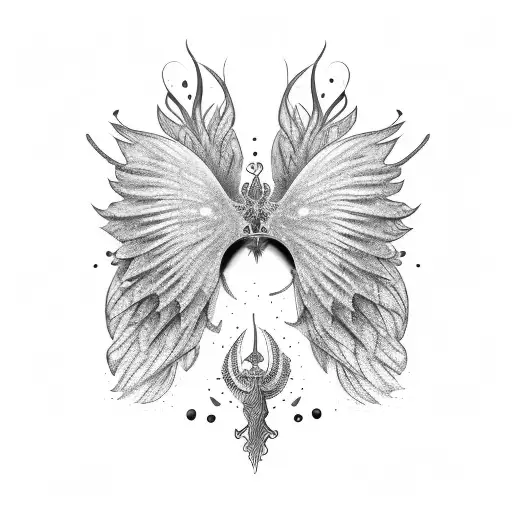 fairy with tribal wings tattoo design idea