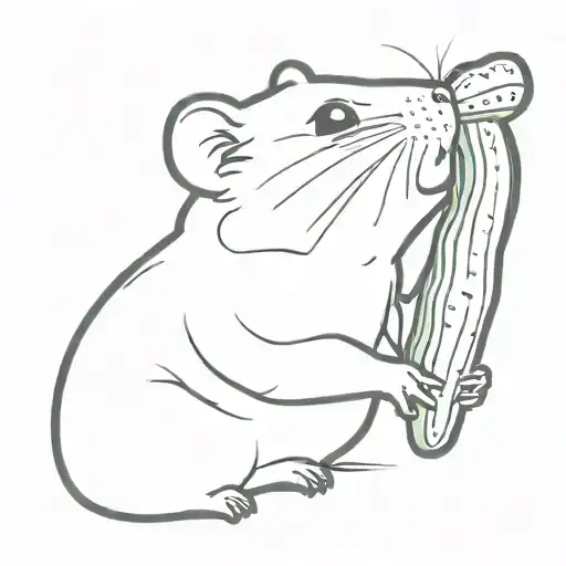 hamster eating giant pickle tattoo design idea