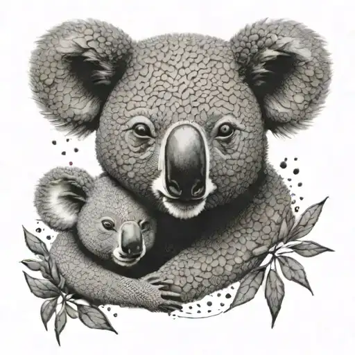 koala mother son tattoo design idea