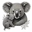 koala mother son tattoo design idea