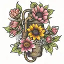 grenade mixed with gerbera daisies tattoo design idea