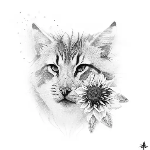 land animal mixed with flowers tattoo design idea