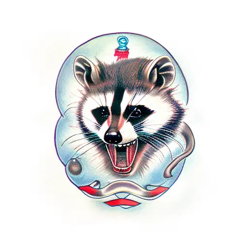 cerberus the heads are a racoon, a possum, and a skunk. tattoo design idea