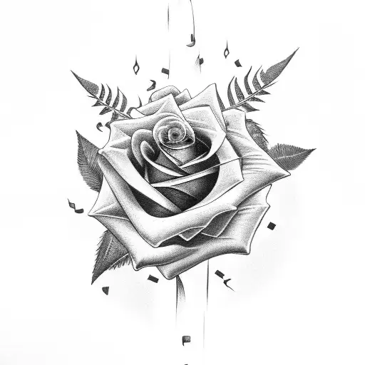 Rose and feather with a cancer ribbon  tattoo design idea