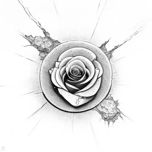 beneath the cracks of sidewalk there's a flower (rose) grown beneath the stone tattoo design idea