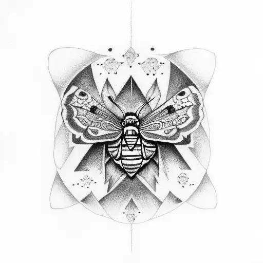 moth and skulls tattoo design idea