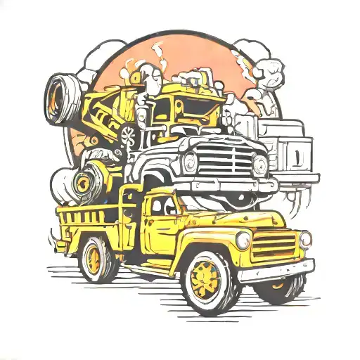 tow truck tattoo design idea