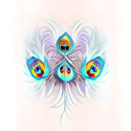 peacock feathers morphing into phoenix under bust  tattoo design idea