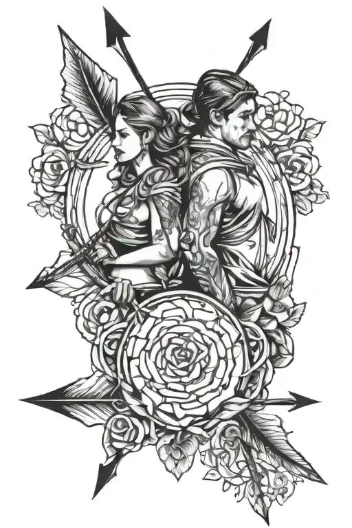 couple tattoos Arrow shooting tattoo design idea