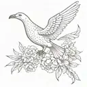 Seagull with lush wings with carnations tattoo design idea