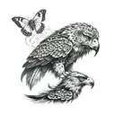 butterfly, eagle and wolf tattoo design idea