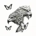 butterfly, eagle and wolf tattoo design idea