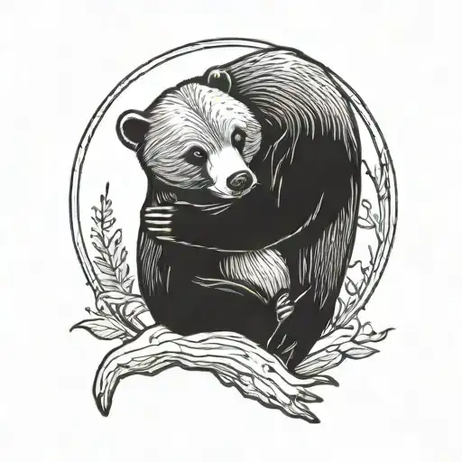 A bear hugging an otter tattoo design idea