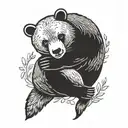 A bear hugging an otter tattoo design idea