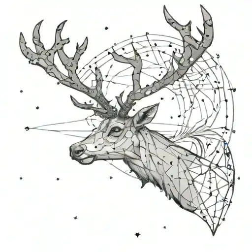 stag antlers with Draco constellation  tattoo design idea