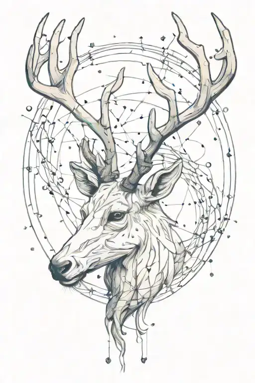 stag antlers with Draco constellation intertwined tattoo design idea