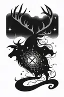 stag antlers with Draco constellation and the word "turn"  tattoo design idea