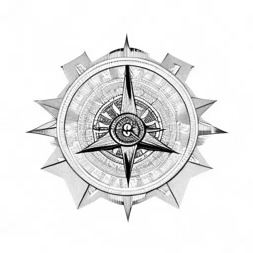 norse dragon with norse compass tattoo design idea