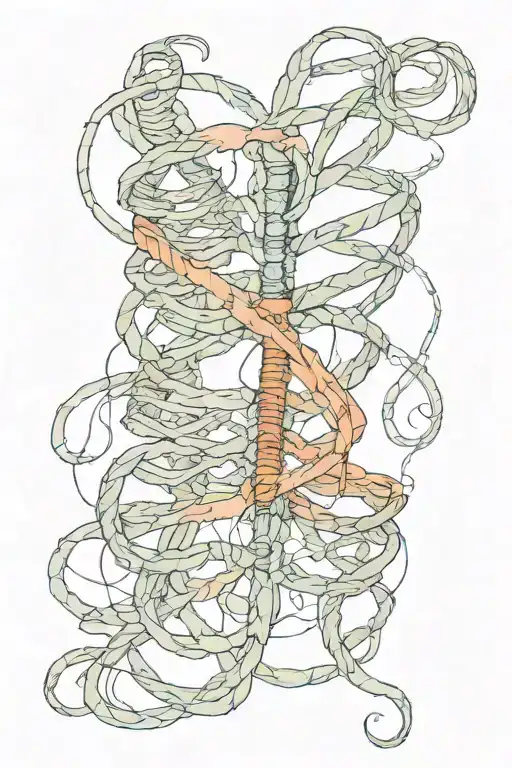 ribbon spinal cord connected tattoo design idea