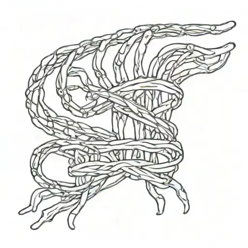 ribbon spinal cord connected tattoo design idea