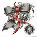 ribbon spinal cord connected tattoo design idea
