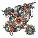 ribbon spinal cord connected tattoo design idea