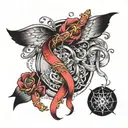 ribbon spinal cord connected tattoo design idea