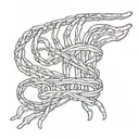 ribbon spinal cord connected tattoo design idea