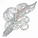 ribbon spinal cord connected tattoo design idea