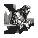 jesus looking down on NYC tattoo design idea
