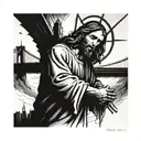 jesus looking down on NYC tattoo design idea