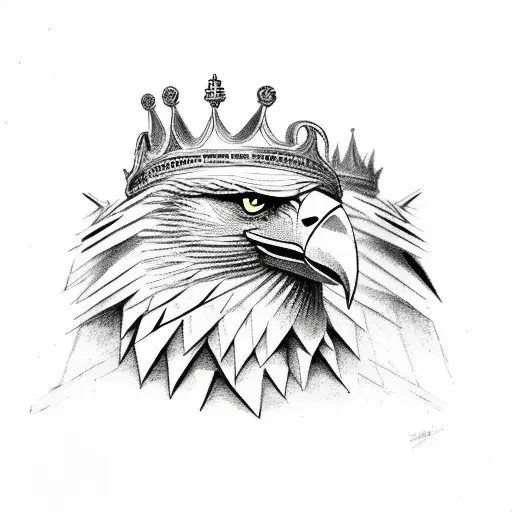 Eagle and Wolf combined with a crown tattoo design idea