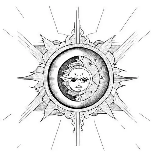 Sun and Moon tattoo design idea