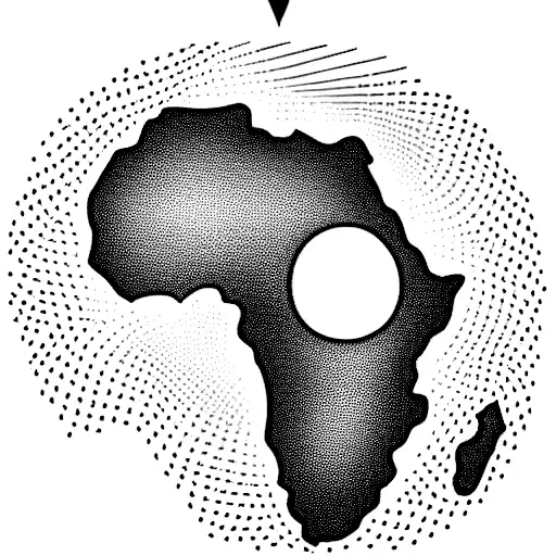 outline of africa with outline of sun where kenya is tattoo design idea
