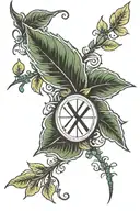 Roman numeral leaf tattoo design idea