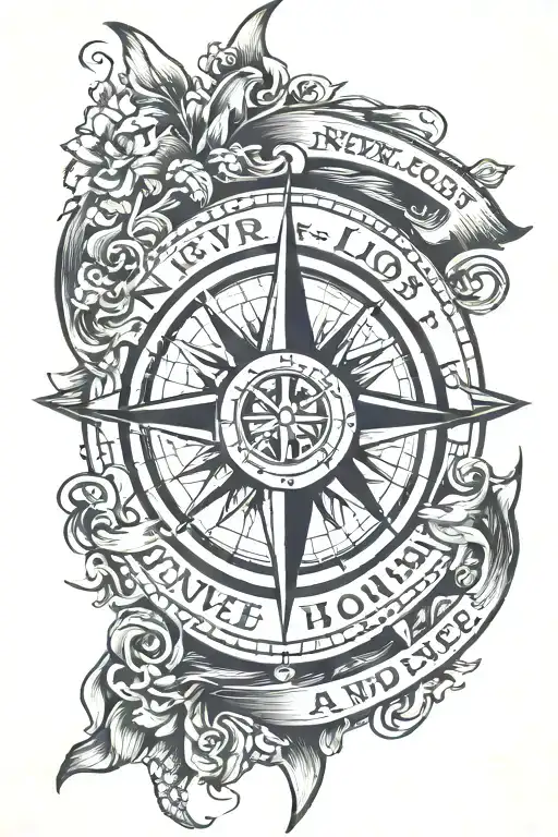 nautical compass with the words Never Lost Always Home tattoo design idea