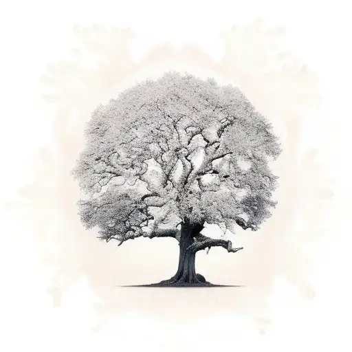 oak tree and crown   tattoo design idea