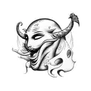 merman in hell tattoo design idea