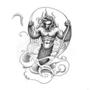 merman in hell tattoo design idea
