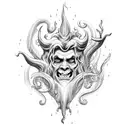 merman in hell tattoo design idea