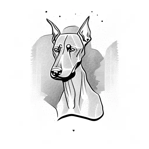 A Doberman silhouette with Egyptian hieroglyphics incorporated into the design tattoo design idea
