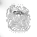 An intricately designed gun with a backdrop of Crater Lakes, Oregon tattoo design idea