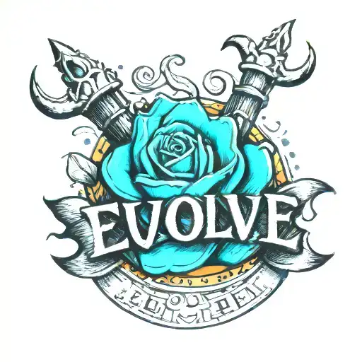 nails with the word "evolve"  tattoo design idea