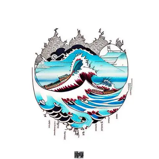 tsunami tattoo design idea