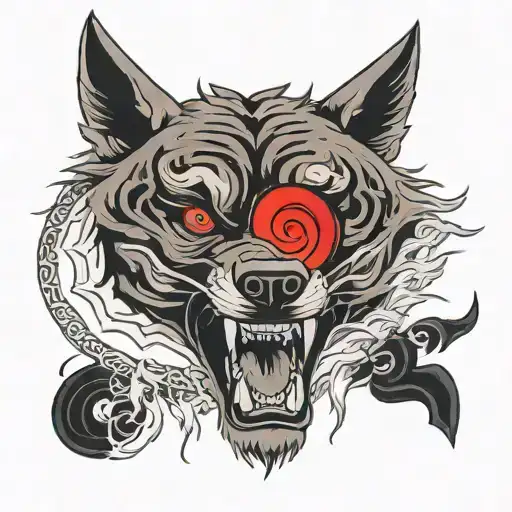 mongekyou sharingan wolf snarling  tattoo design idea