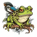 frog and magpie tattoo design idea