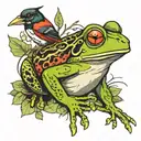 frog and magpie tattoo design idea